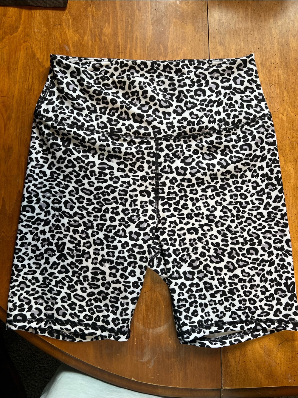 Leopard Print Women’s Athletic Bike Shorts - Black & White